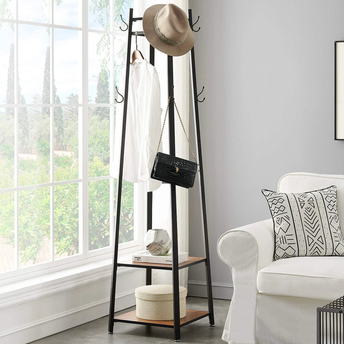 Porte Manteau Noir Bois foncé pour entrée