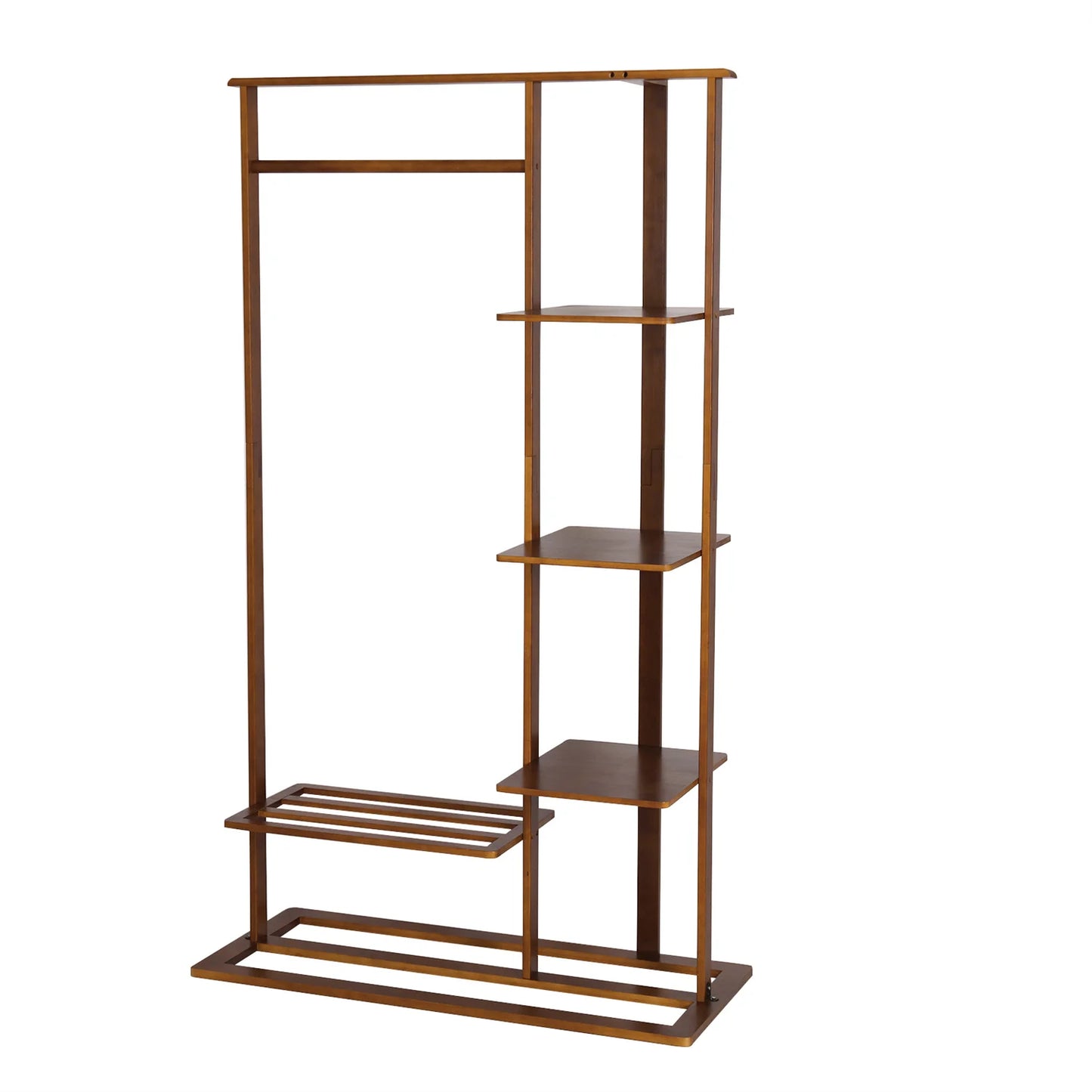 Porte Manteau Bois Foncé avec étagères
