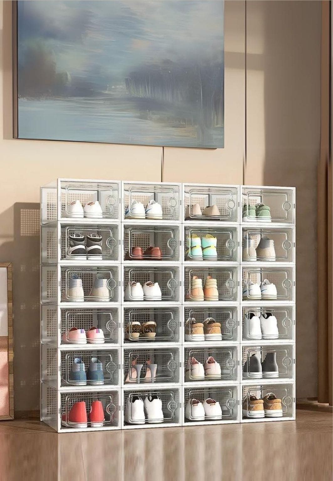 Meuble porte manteau chaussure 24 boites Noires | Le Porte Manteaiu white24PCS