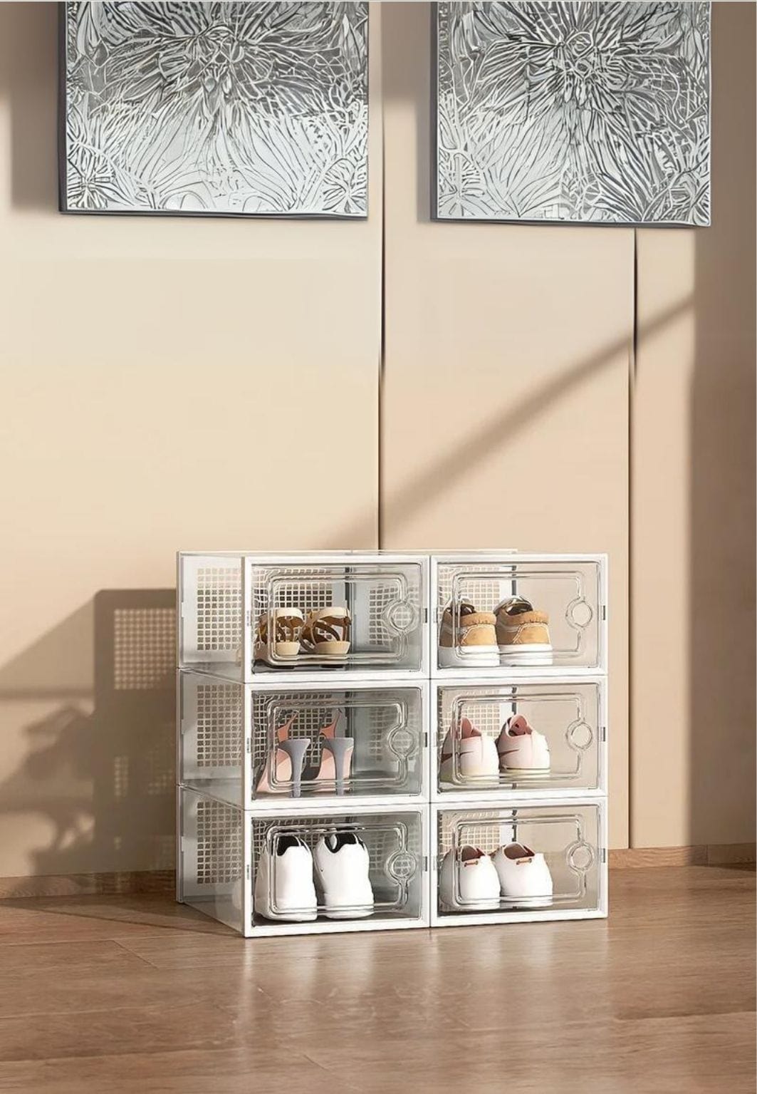 Meuble porte manteau chaussure 6 boites Blanches | Le Porte Manteaiu white6PCS