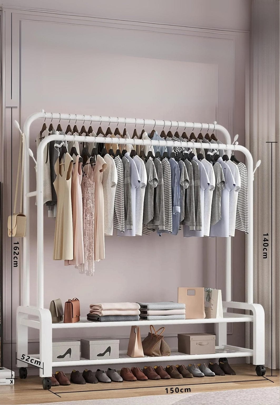Meuble porte manteau chaussure Dressing Géant sur Haute Roulette Noir | Le Porte Manteau GYG22