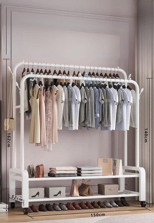 Meuble porte manteau chaussure Dressing Géant sur Haute Roulette Noir | Le Porte Manteau GYG22