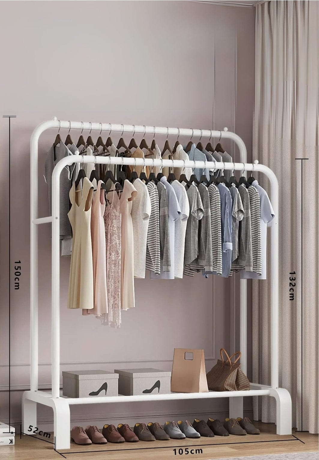 Meuble porte manteau chaussure Dressing Moyen Fixe Blanc | Le Porte Manteau GYG8