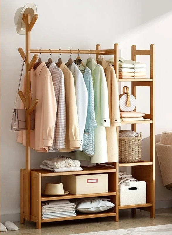 Meuble porte manteau chaussure en bois clair ouvert 100cm | Le Porte Manteau D