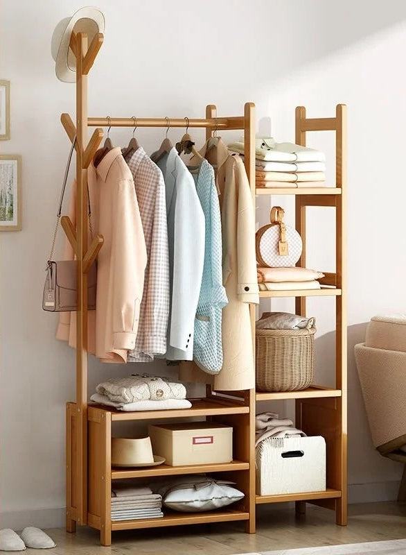 Meuble porte manteau chaussure en bois clair ouvert 80cm | Le Porte Manteau C