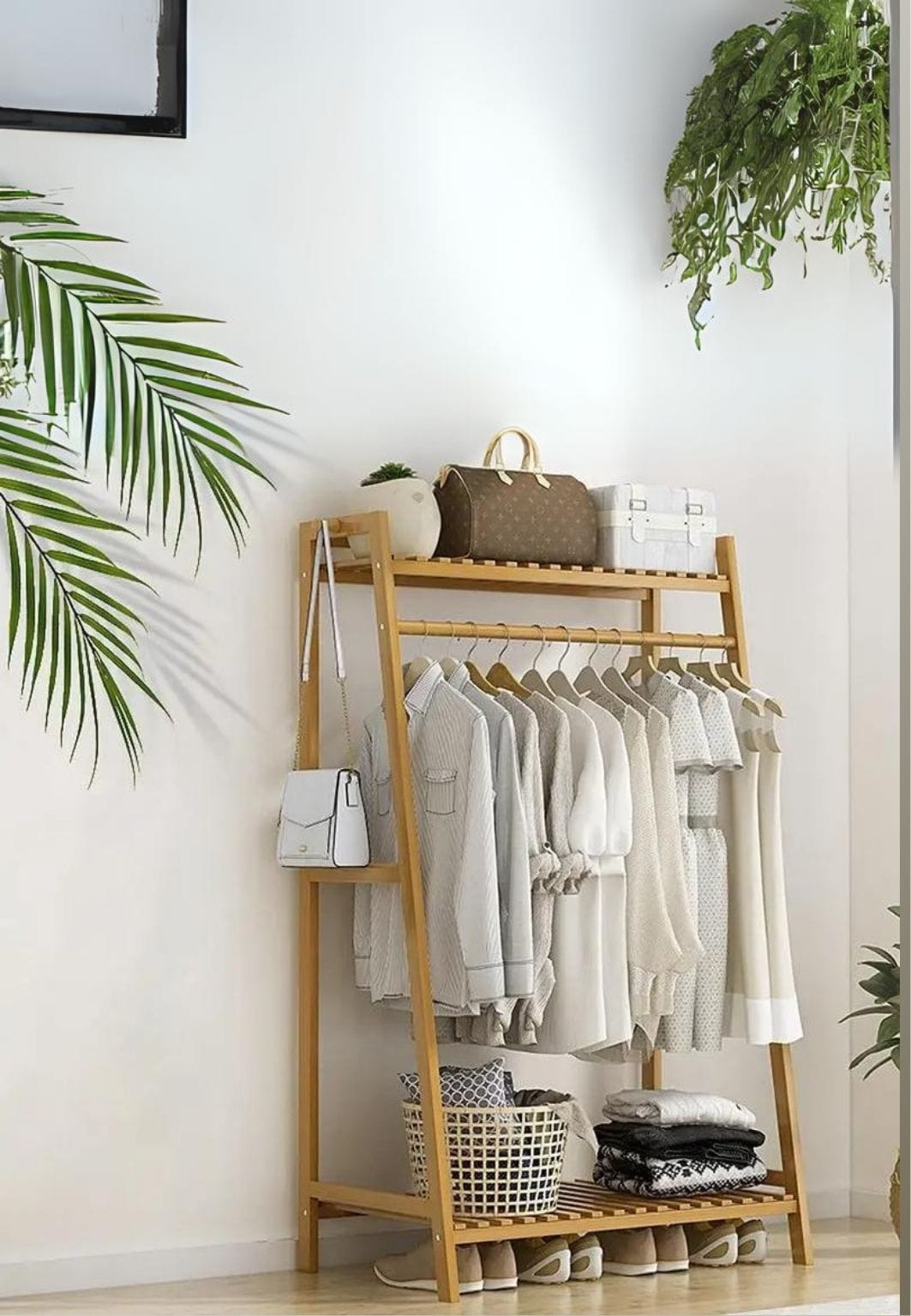 Meuble porte manteau chaussure en bois clair Petit Triangle| Le Porte Manteau