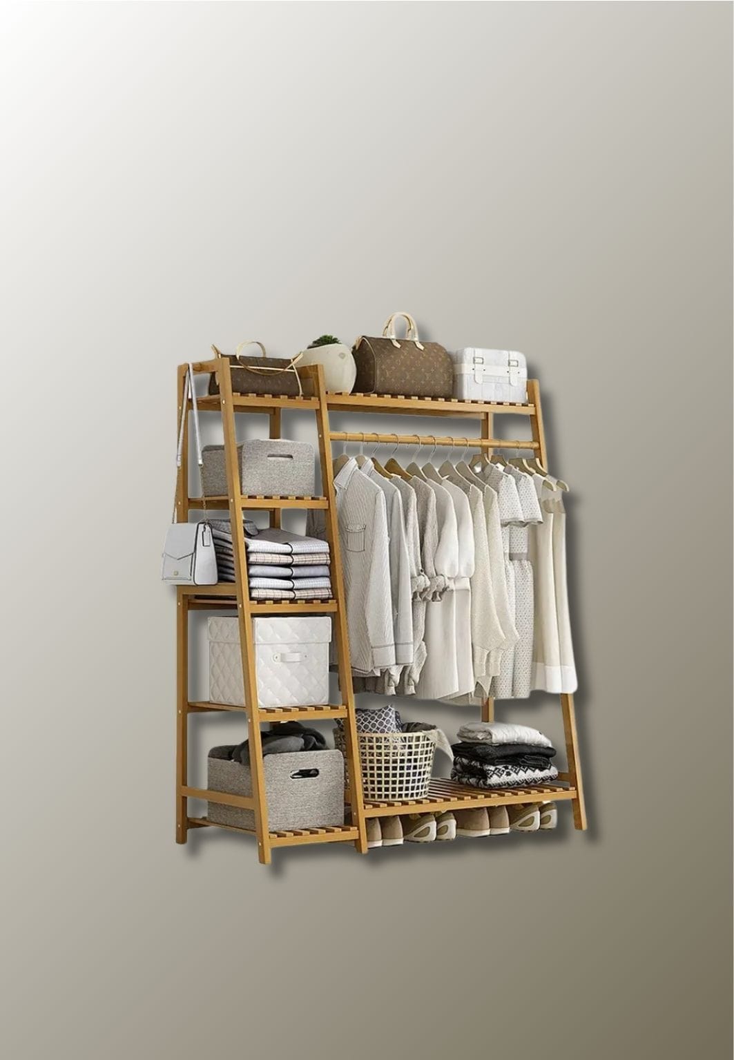 Meuble porte manteau chaussure en bois clair Triangle Etagère| Le Porte Manteau