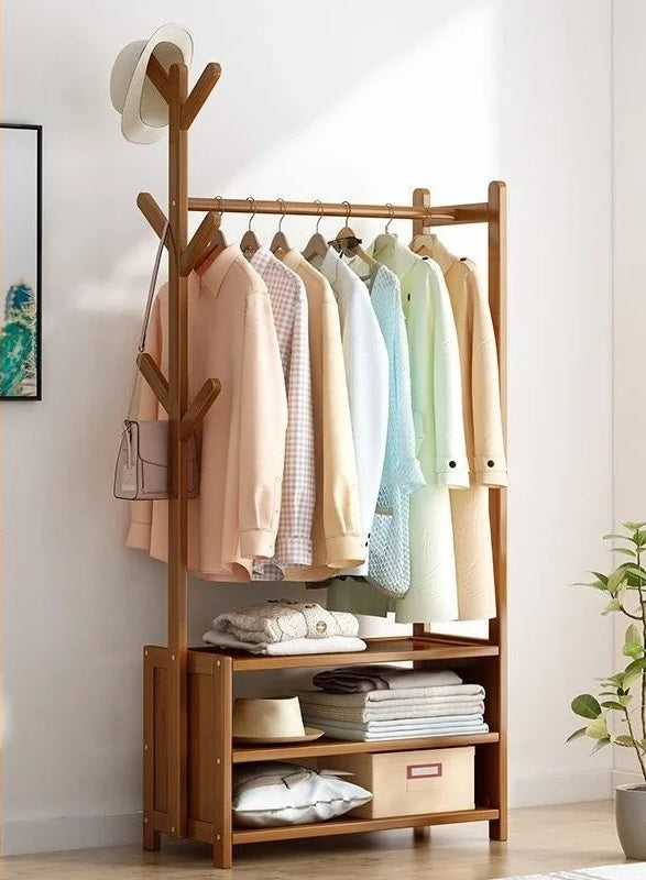 Meuble porte manteau chaussure en bois foncé ouvert 70cm | Le Porte Manteau J