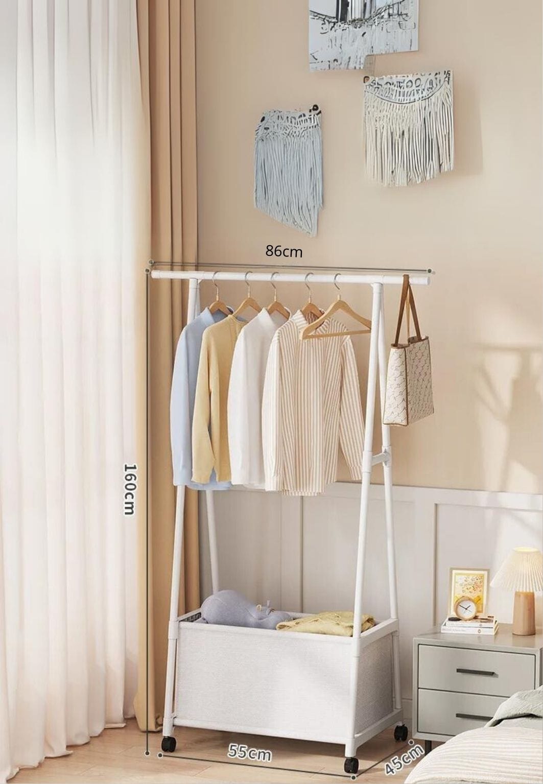 Meuble porte manteau chaussure Fermé Roulant Blanc | Le Porte Manteau WHITE A