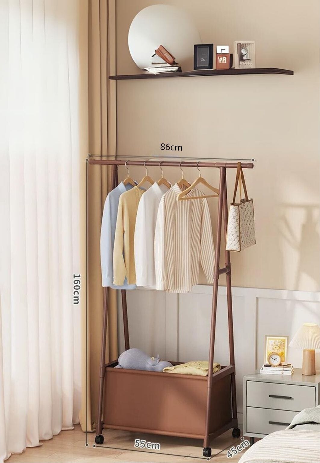 Meuble porte manteau chaussure Fermé Roulant Café | Le Porte Manteau Coffee A