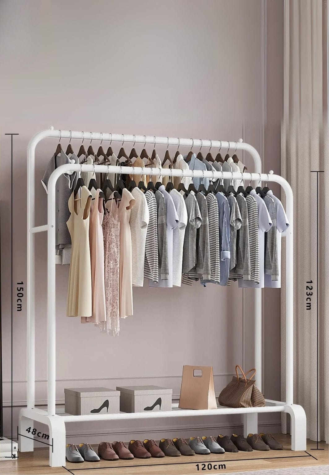Meuble porte manteau chaussure Grand Dressing Fixe Blanc | Le Porte Manteau GYG14