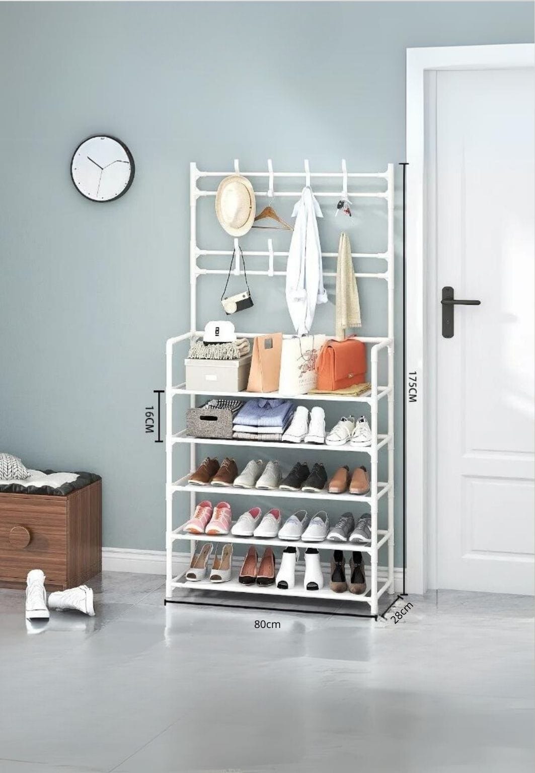 Meuble porte manteau chaussure Large Blanc | Le Porte Manteau I