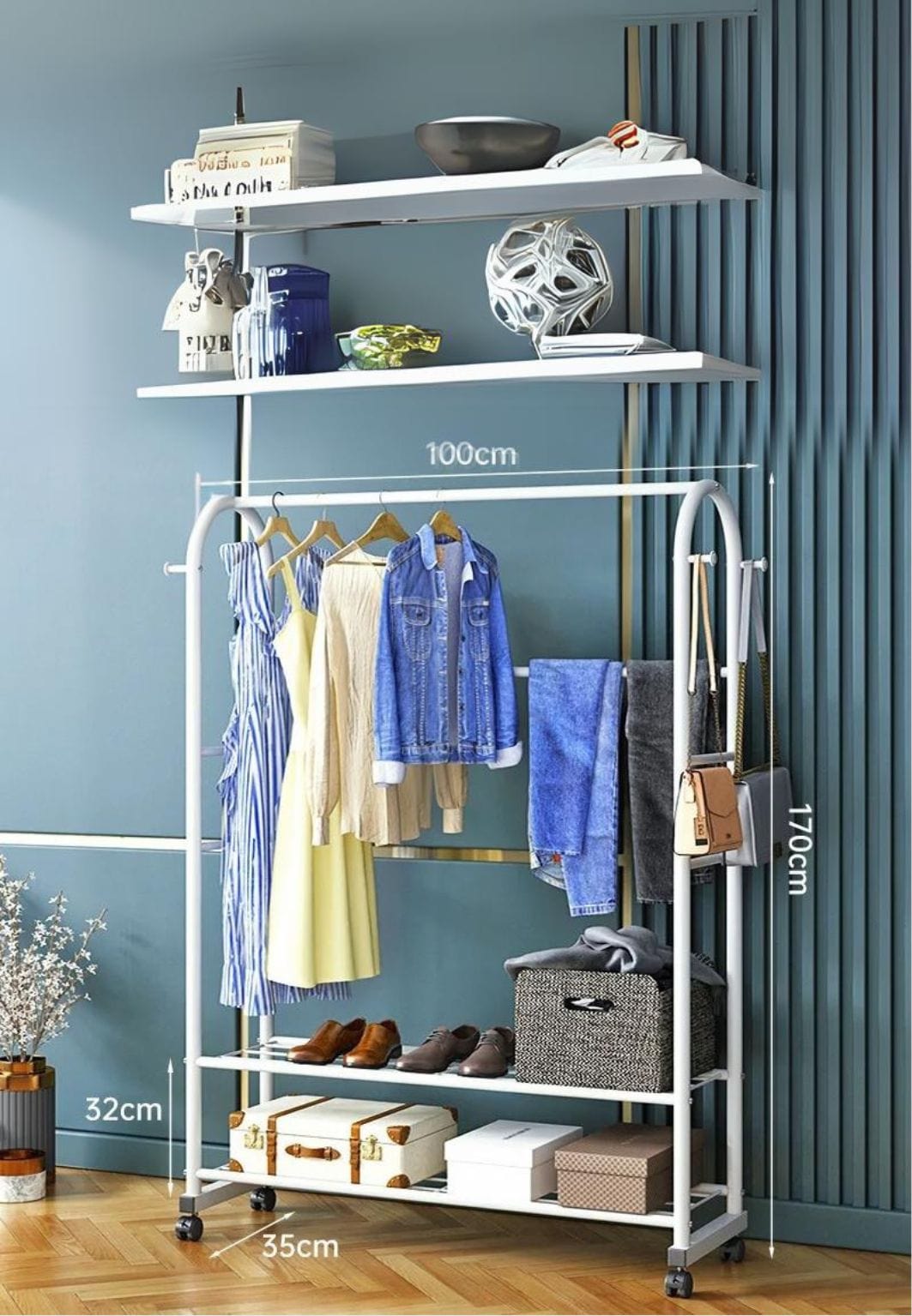 Meuble porte manteau chaussure Luxe Blanc Moyen | Le Porte Manteau White-100cm