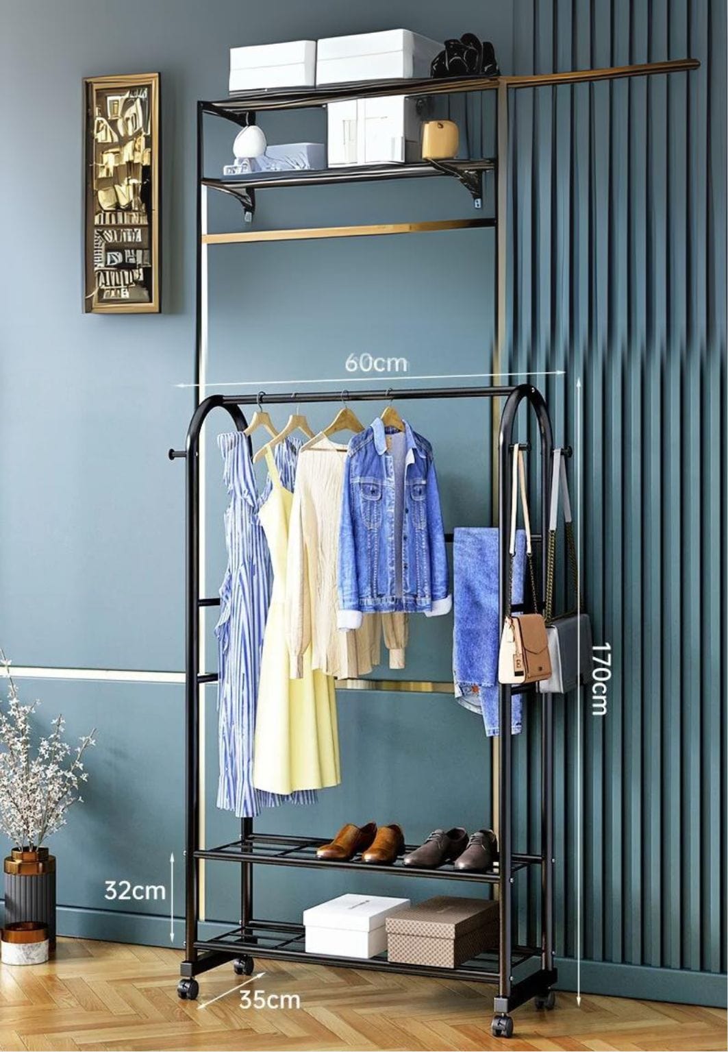 Meuble porte manteau chaussure Luxe Noir Mini | Le Porte Manteau Black-60cm