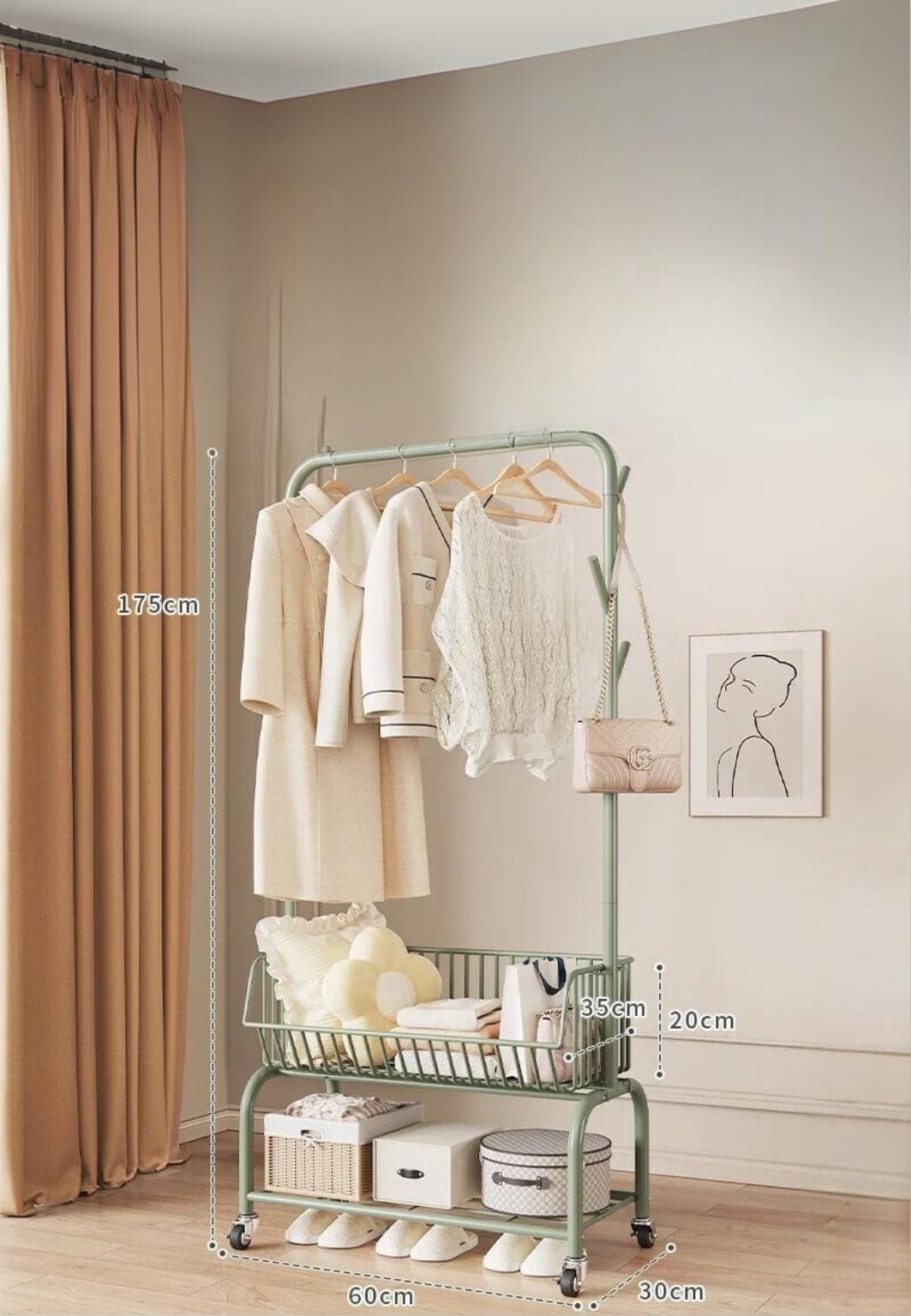 Meuble porte manteau chaussure Panier Vert | Le Porte Manteau C