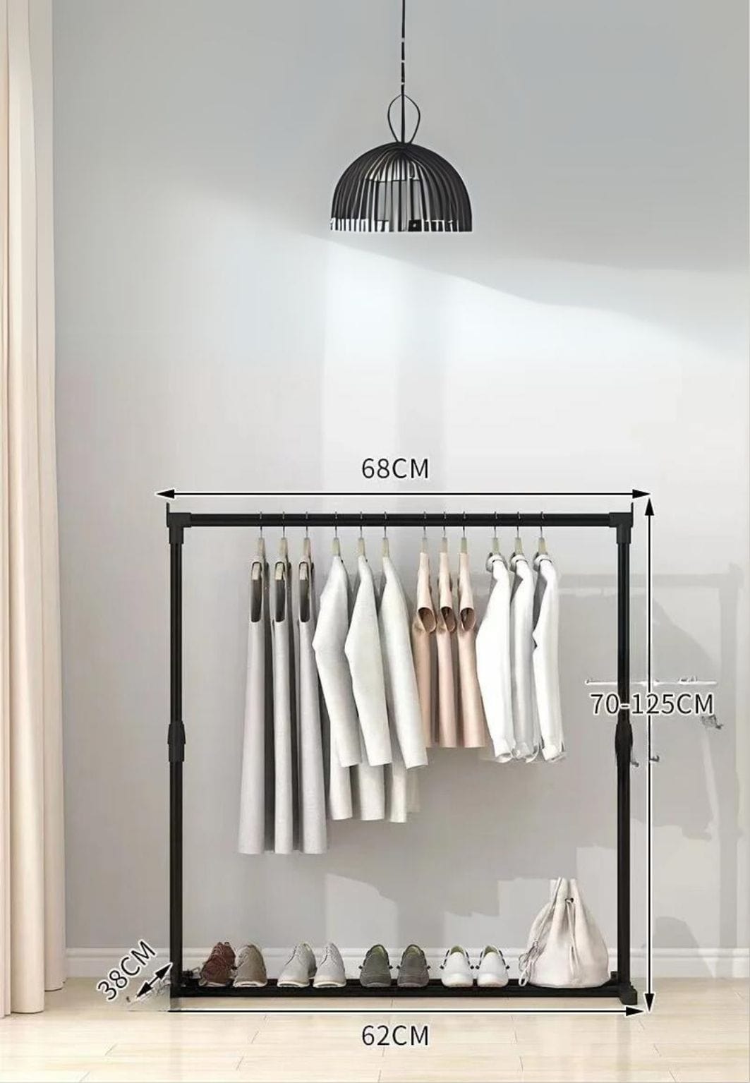 Meuble porte manteau chaussure simple tringle unique étagère sur roulette 58 x 13O cm| Le Porte Manteau style2 with wheel