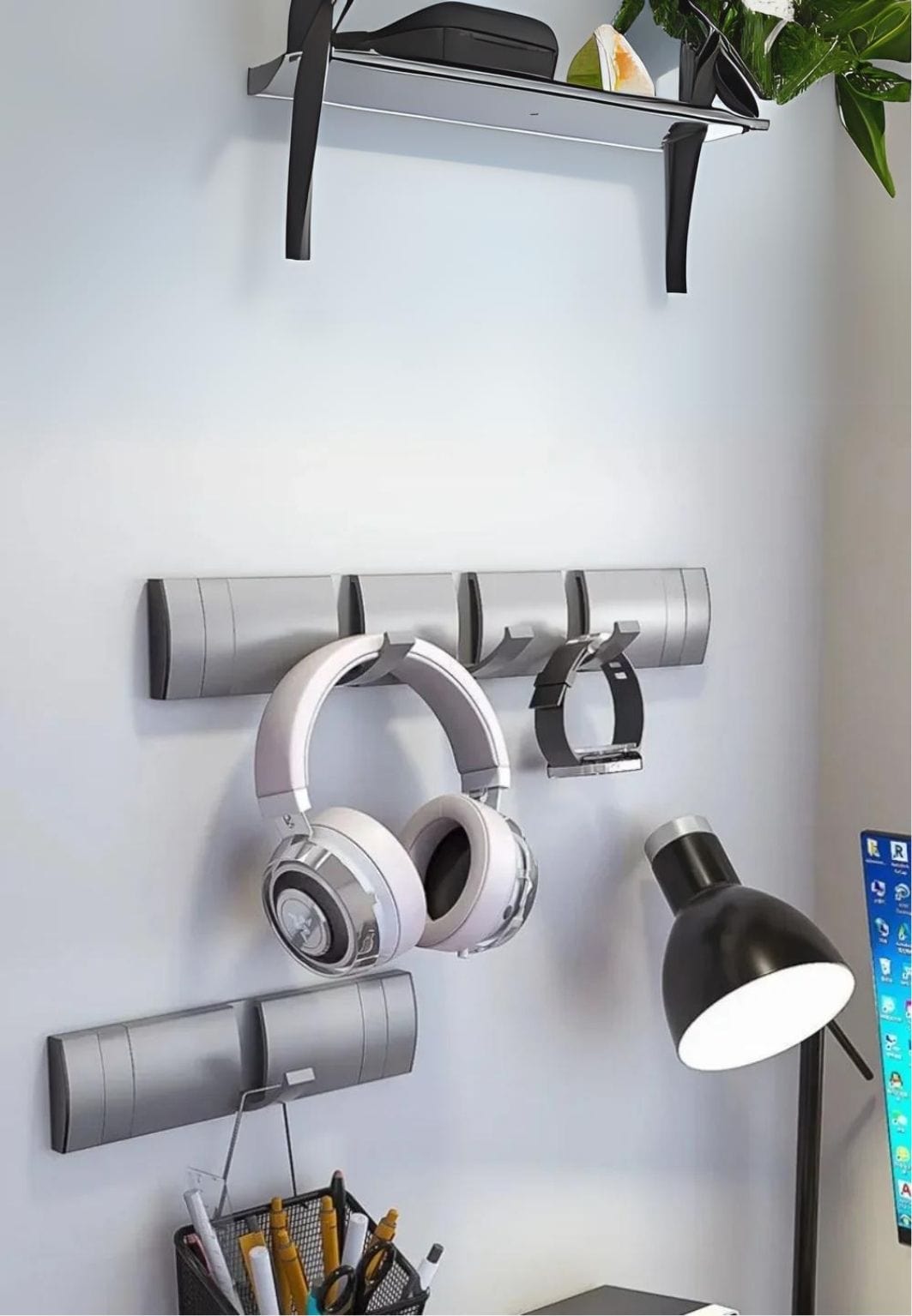 Porte manteau design mural Gris 7 Crochets | Le Porte Manteau Grey -57cm