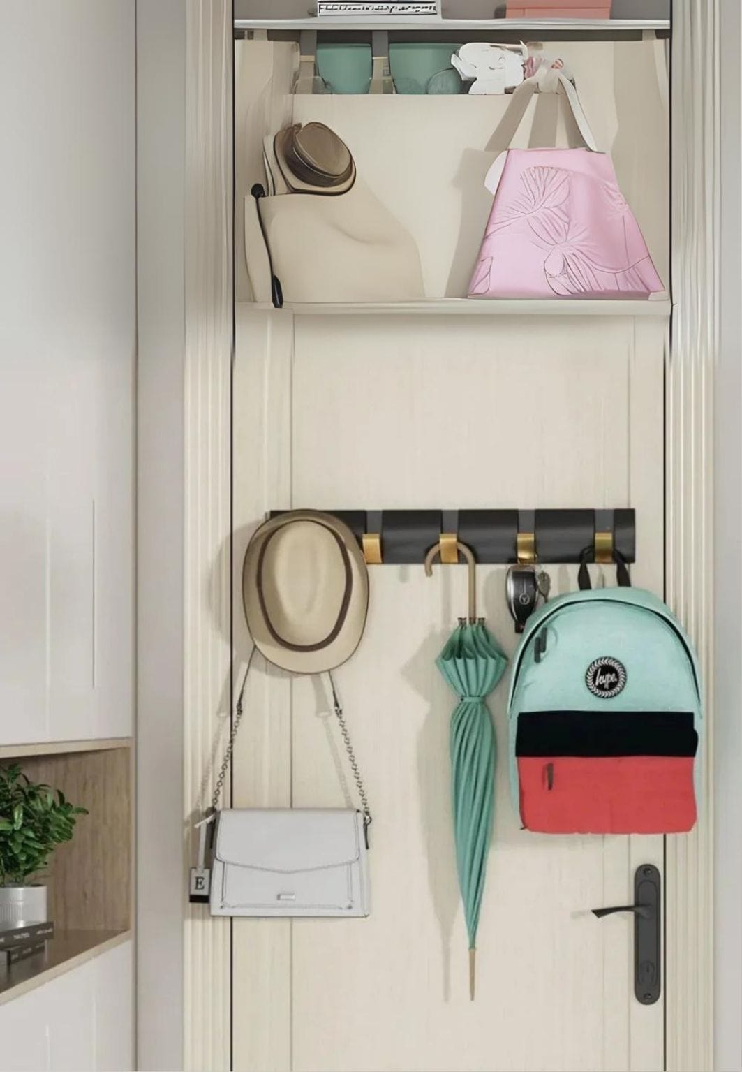 Porte manteau design mural Noir Doré 7 Crochets | Le Porte Manteau Black Gold -57cm