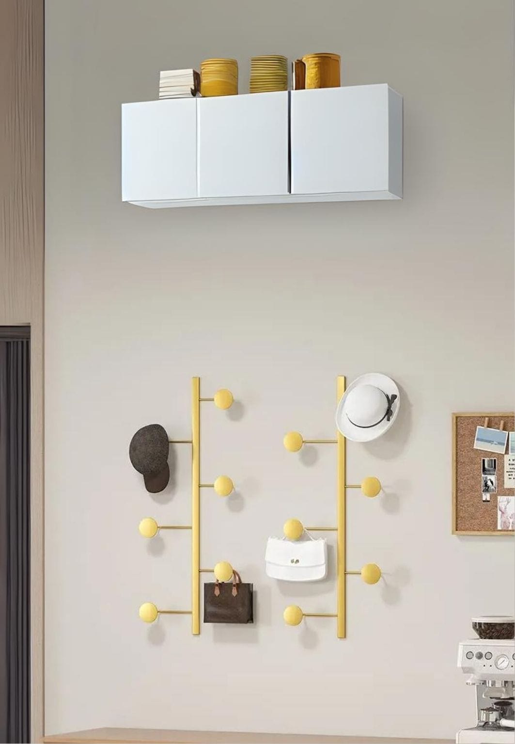 Porte manteau design mural Vertical Doré 2 Crochets x2 | Le Porte Manteau 2 hooks- Golden / 2 Pieces