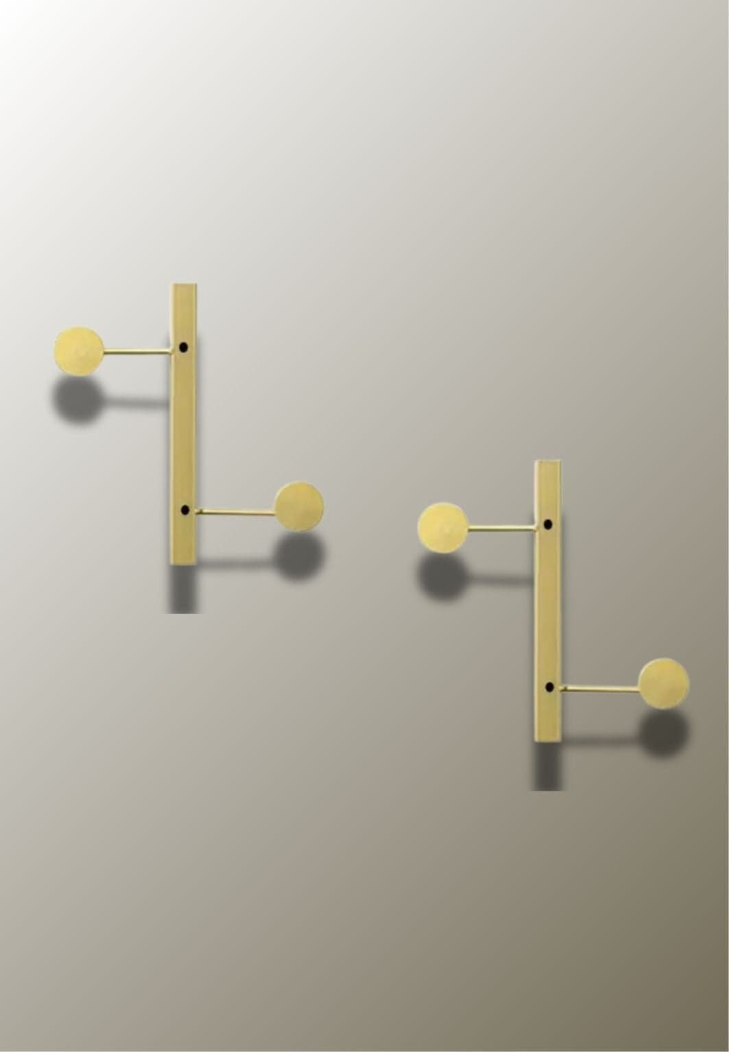 Porte manteau design mural Vertical Doré 2 Crochets x2 | Le Porte Manteau 2 hooks- Golden / 2 Pieces