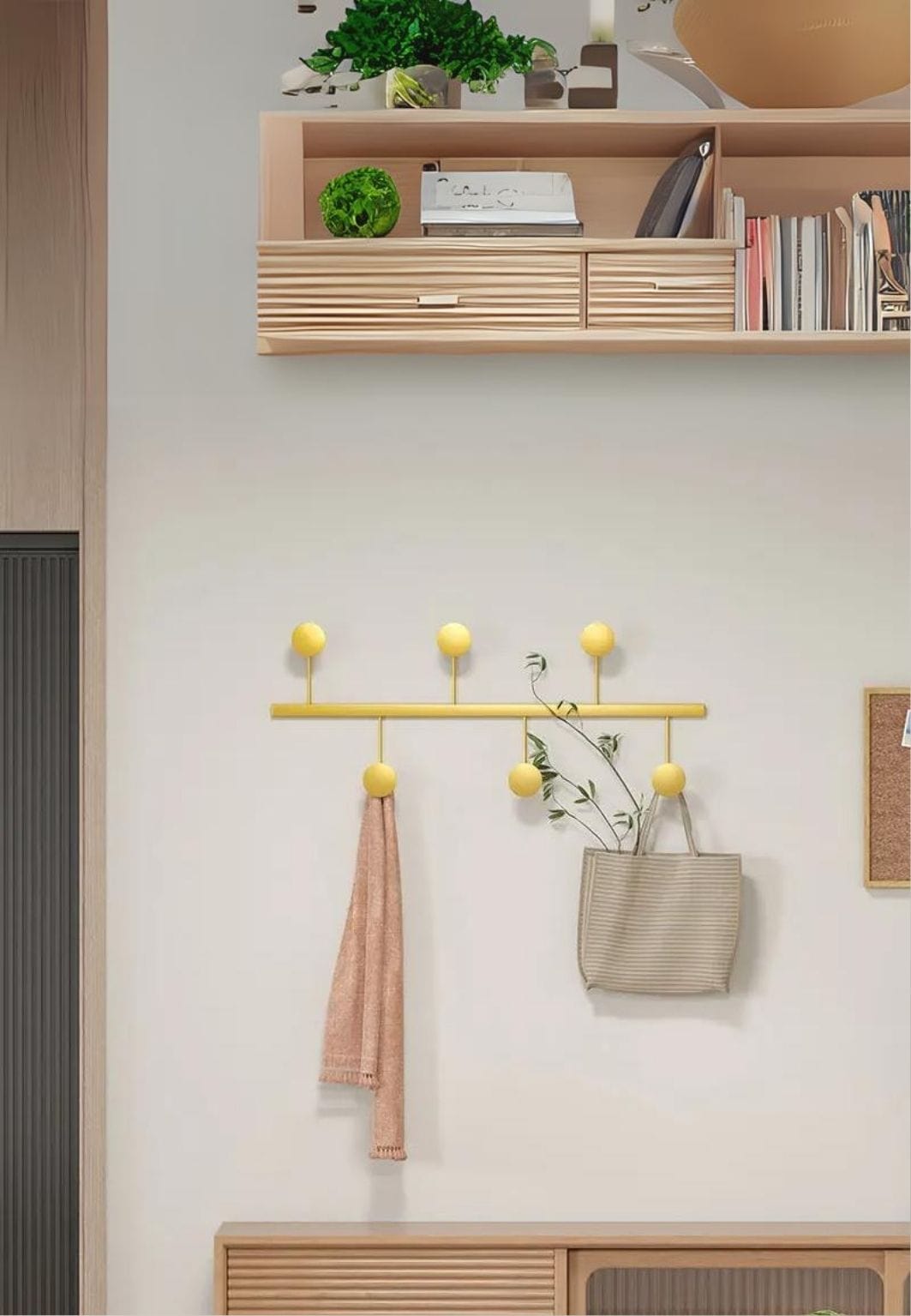 Porte manteau design mural Vertical Doré 4 Crochets x2 | Le Porte Manteau 4 hooks (H)43cm / 2 Pieces