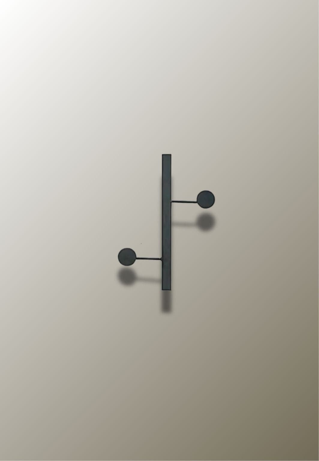 Porte manteau design mural Vertical Noir 2 Crochets | Le Porte Manteau 2 hooks- Black / 1 Piece