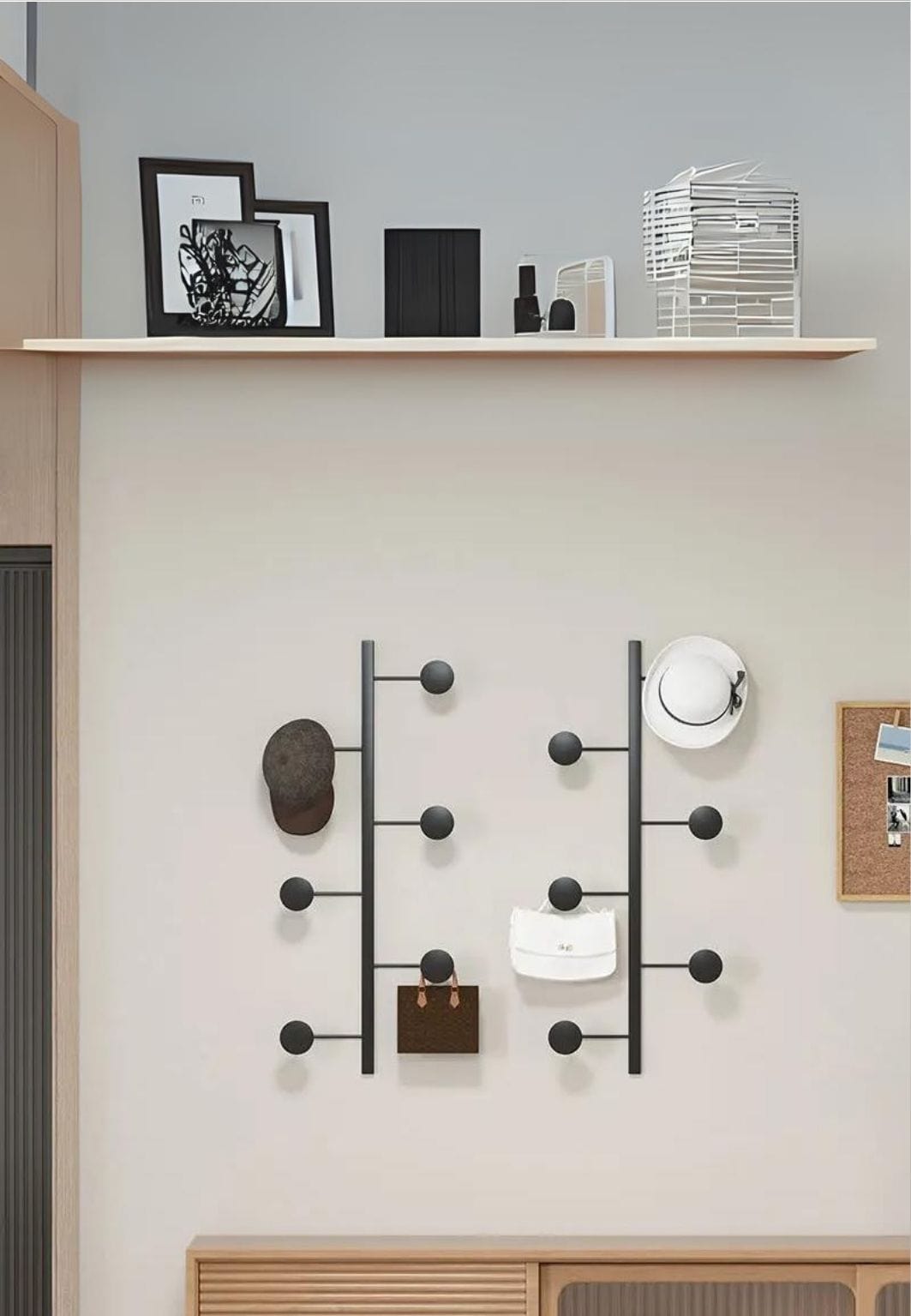 Porte manteau design mural Vertical Noir 4 Crochets | Le Porte Manteau 4 hooks (H)43cm 1 / 1 Piece