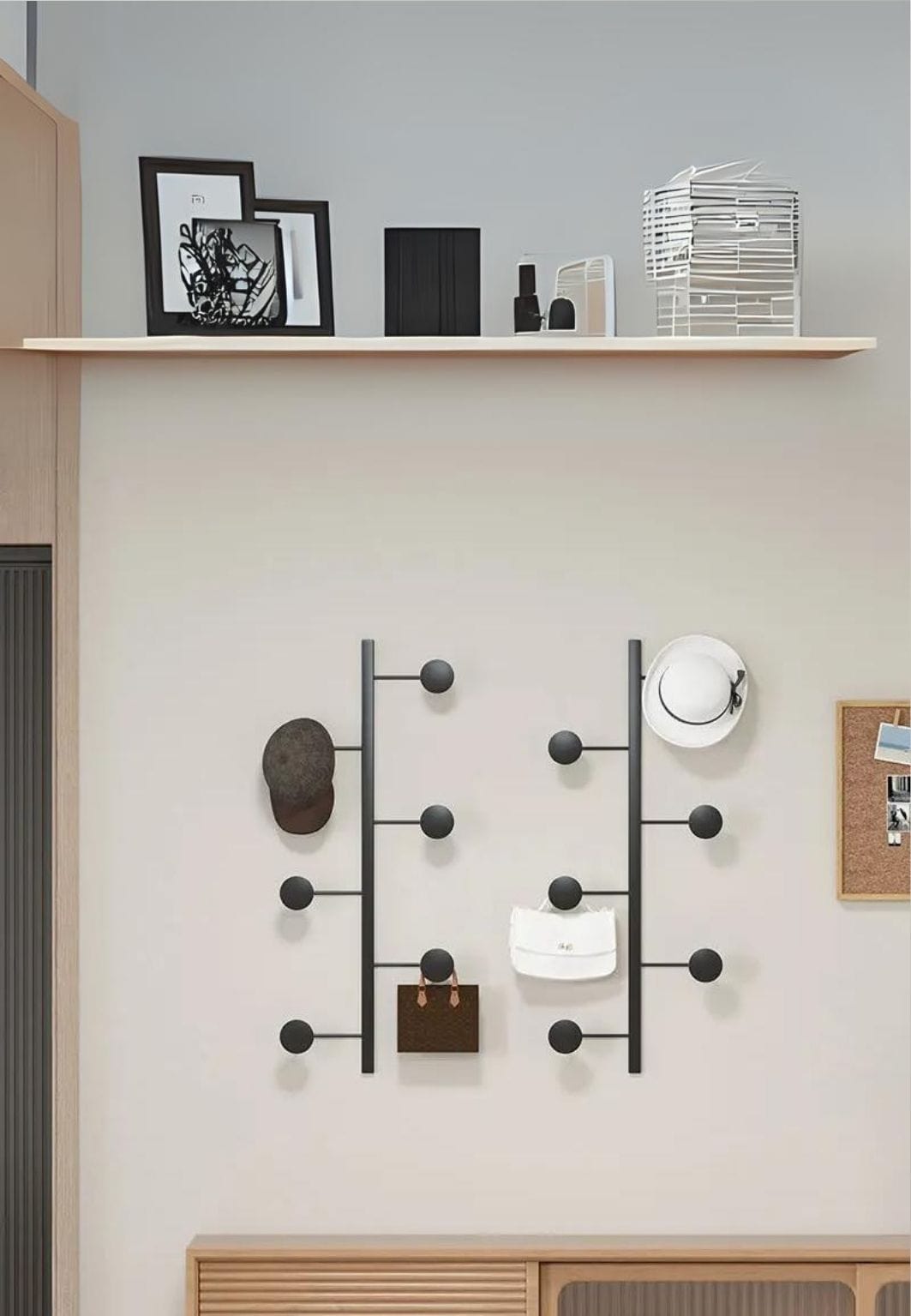 Porte manteau design mural Vertical Noir 4 Crochets x2 | Le Porte Manteau 4 hooks (H)43cm 1 / 2 Pieces