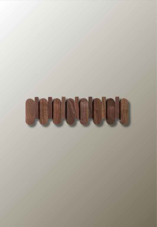 Porte manteau mural design en bois 7 Crochets Ronds | Le Porte Manteau Style A-7 Hooks