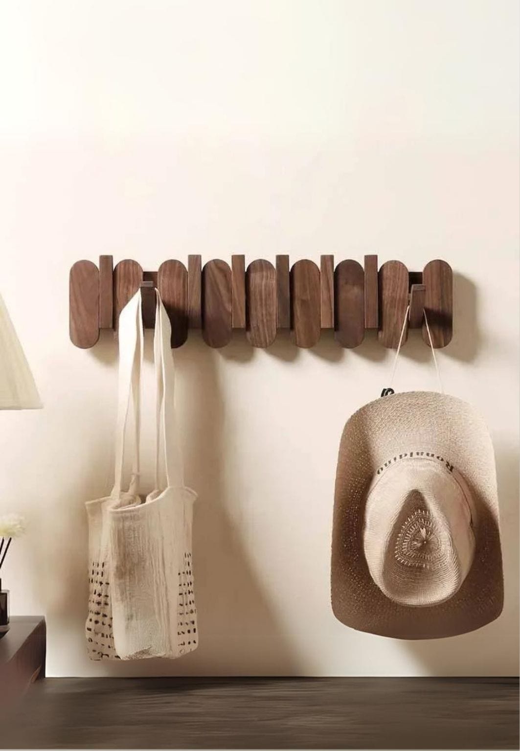 Porte manteau mural design en bois 7 Crochets Ronds | Le Porte Manteau Style A-7 Hooks