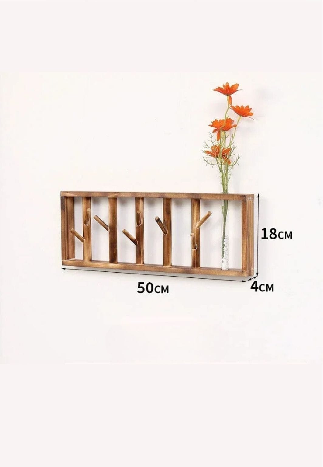 Porte manteau mural en bois foncé Floral Moyen | Le Porte Manteau style 3-B50x18