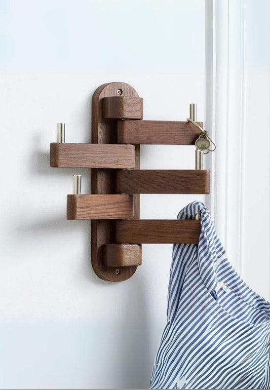Porte manteau mural en bois foncé Pivotant | Le Porte Manteau B