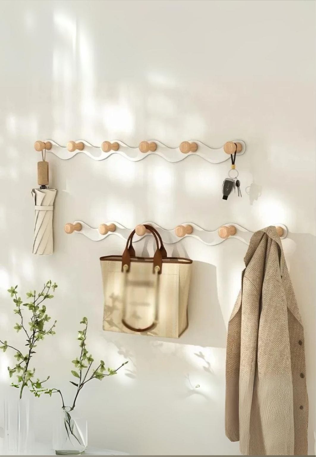 Porte manteau mural Vague en 4 Points | Le Porte Manteau wave white 4 hooks