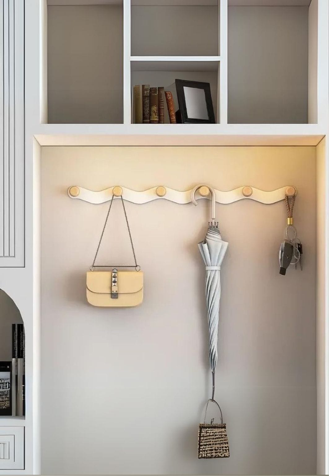 Porte manteau mural Vague en 6 Points | Le Porte Manteau wave white 6 hooks