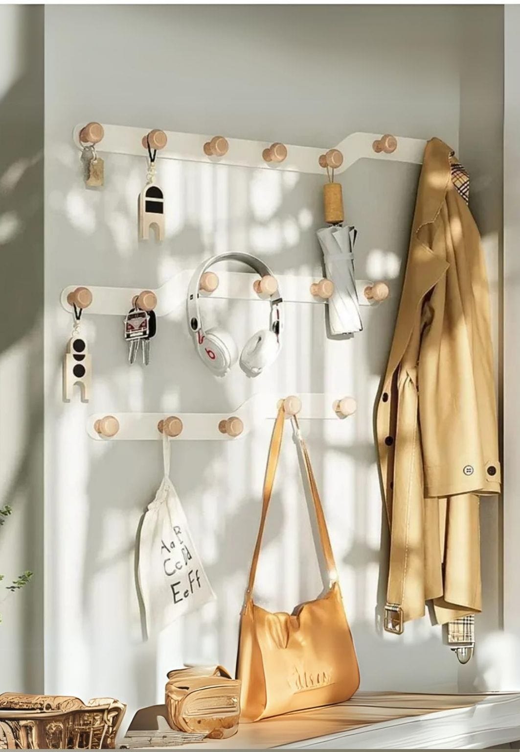 Porte manteau mural Z en 7 Points | Le Porte Manteau ivory 7 hooks