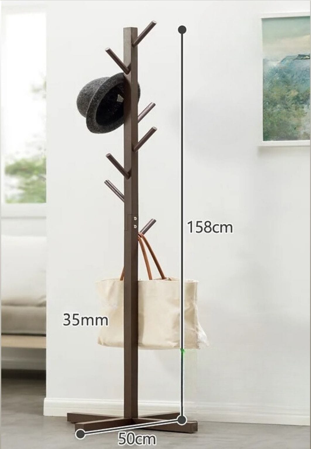 Porte manteau sur pied Arbre Café Empilé à base en Croix | Le Porte Manteau Cross Style - Coffee / CHINA