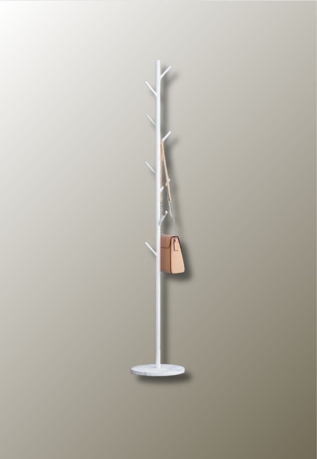 Porte manteau sur pied design arbre blanc sur base blanche | Le Porte Manteau 3-Bottom stone