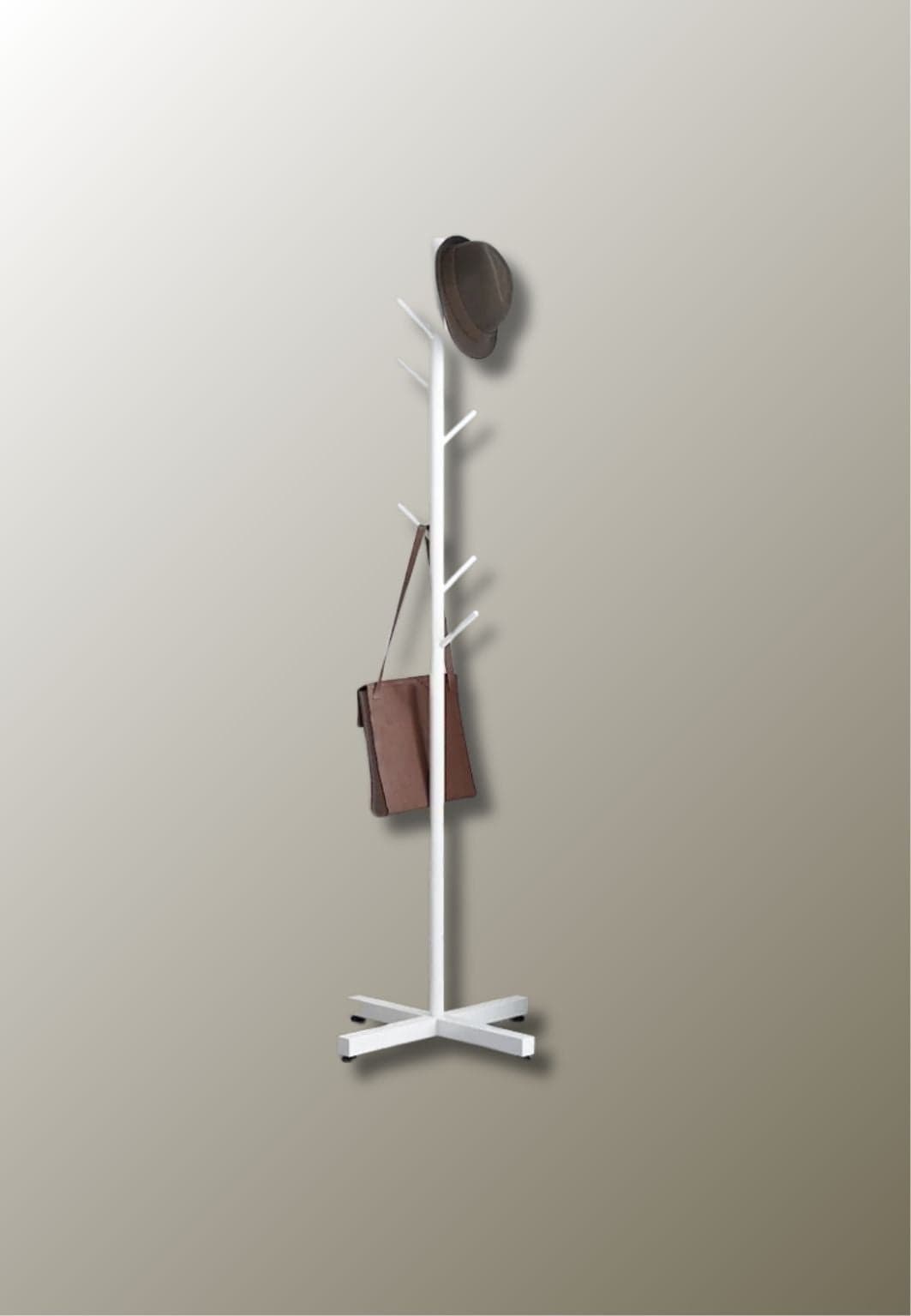 Porte manteau sur pied design arbre blanc sur base croisée | Le Porte Manteau white
