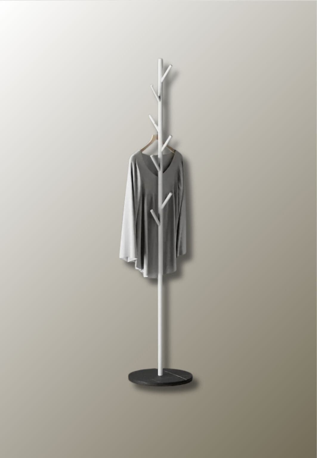 Porte manteau sur pied design arbre blanc sur base noire | Le Porte Manteau Style2