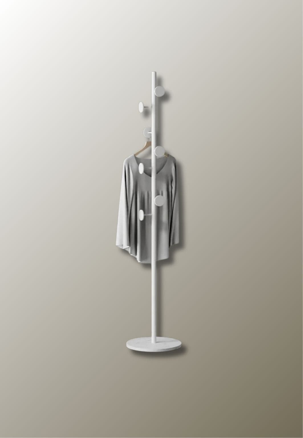 Porte manteau sur pied design champignon blanc sur base blanche | Le Porte Manteau Style6