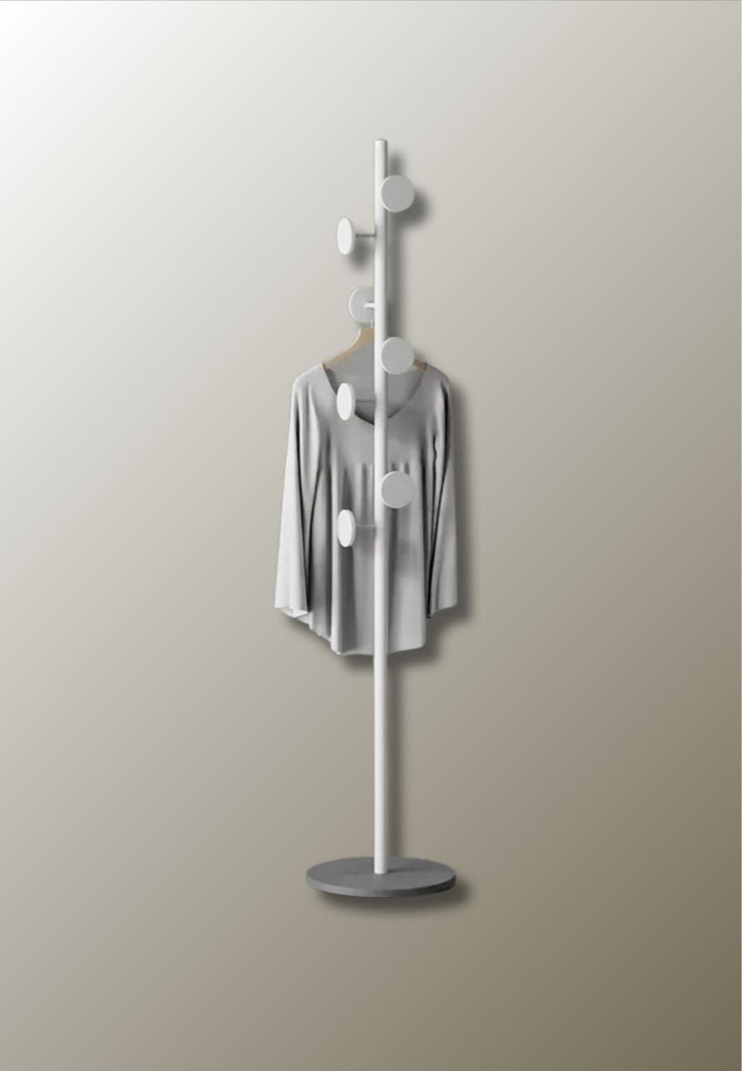 Porte manteau sur pied design champignon blanc sur base grise | Le Porte Manteau Style4 1