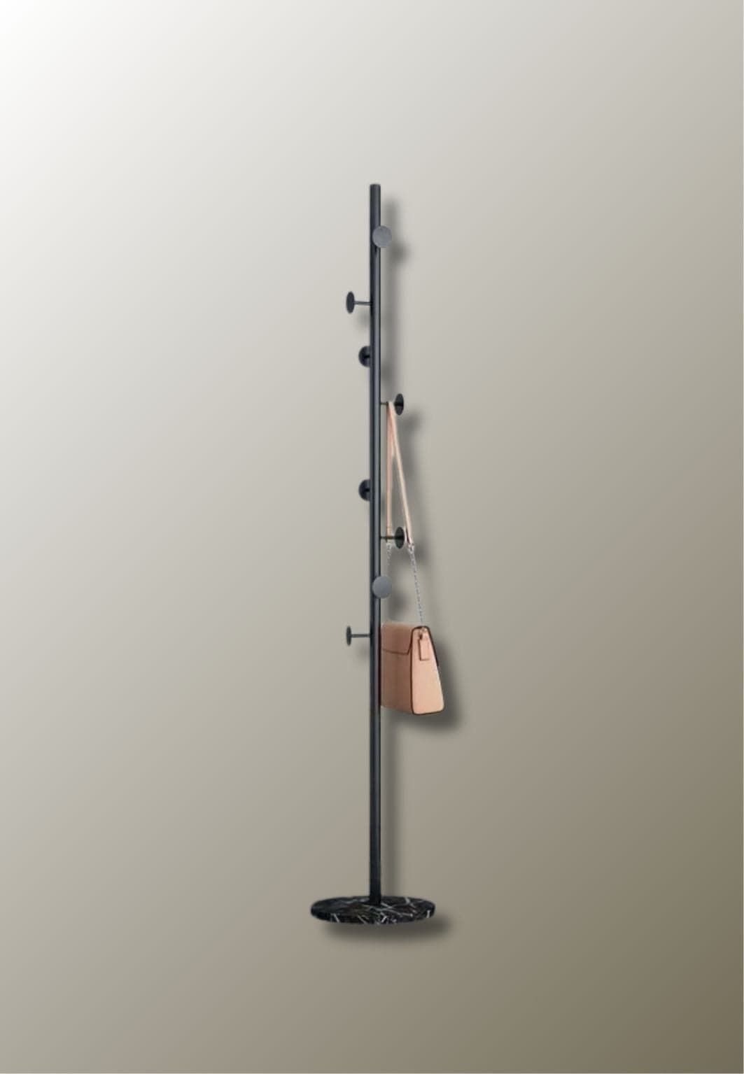 Porte manteau sur pied design champignon noir sur base noire | Le Porte Manteau 5-Bottom stone