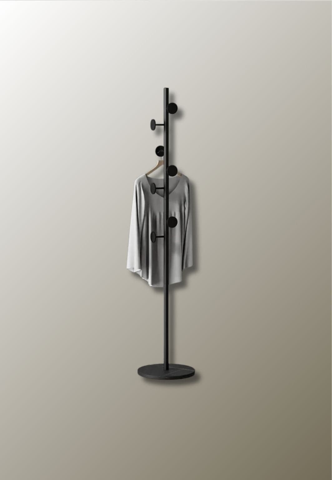 Porte manteau sur pied design champignon noir sur base noire | Le Porte Manteau Style11