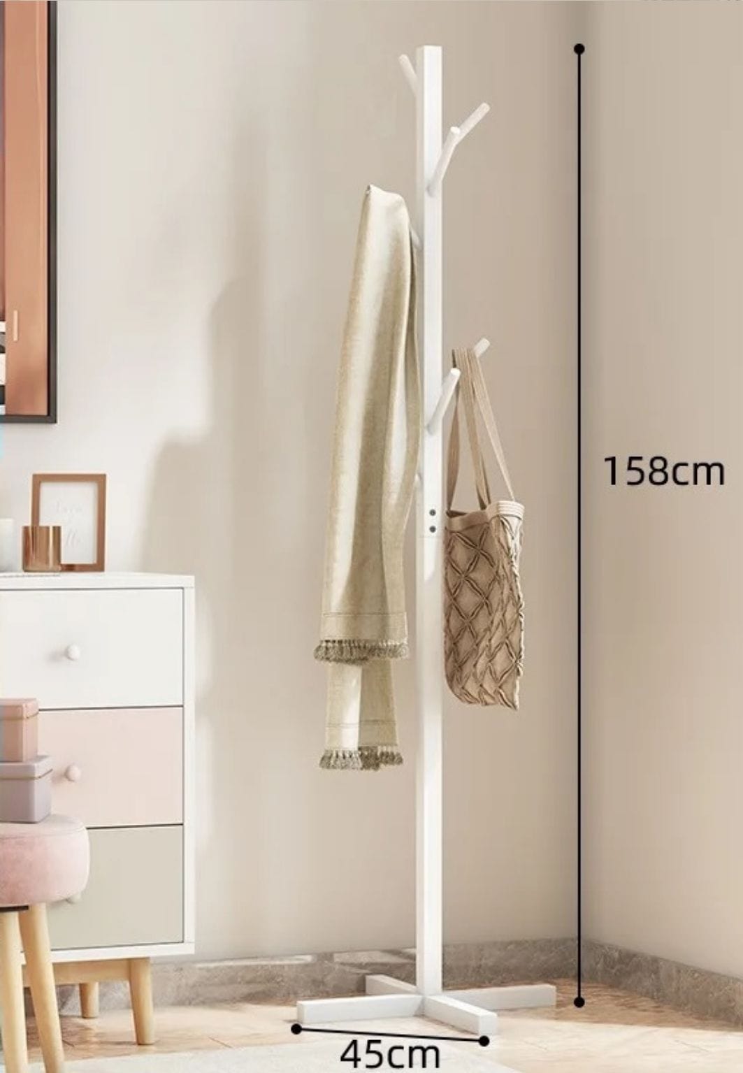 Porte manteau sur pied perroquet Croisé Blanc | Le Porte Manteau WHITE / M