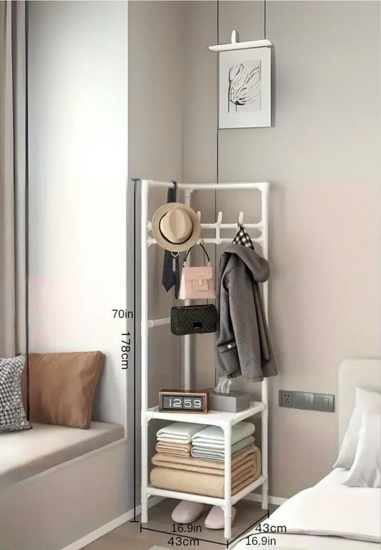 Découvrez notre meuble porte-manteau chaussure en métal blanc simple, idéal pour organiser vos entrées avec style et efficacité. | Le Porte Manteau L1