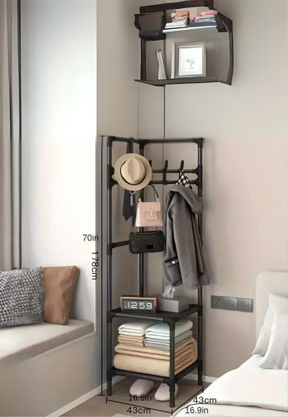 Découvrez notre meuble porte-manteau et chaussures en métal noir simple, pratique et élégant pour organiser votre entrée avec style. | Le Porte Manteau L