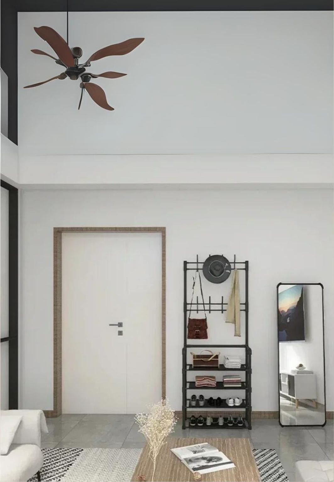 Meuble porte manteau chaussure Chaise Noir 5 étagères| Le Porte Manteau 5 Layers-Black