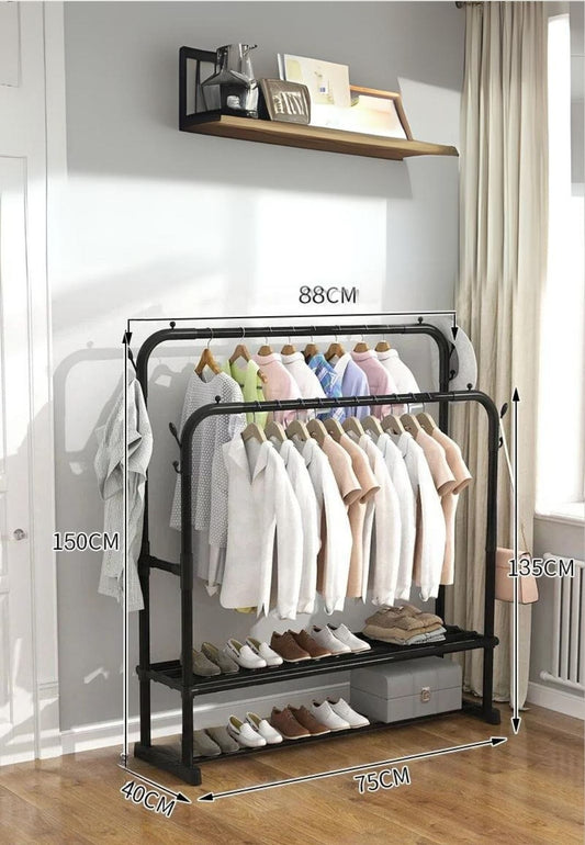 Meuble porte manteau chaussure double tringle double étagère fixe | Le Porte Manteau style14