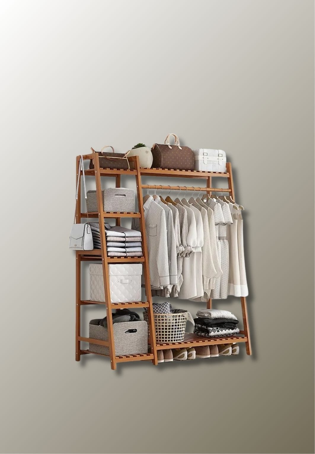 Meuble porte manteau chaussure en bois Triangle Etagère| Le Porte Manteau