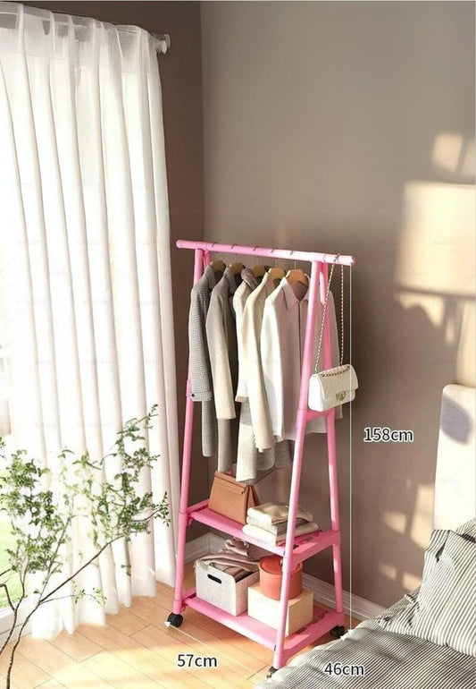 Meuble porte manteau chaussure Ouvert Roulant Rose | Le Porte Manteau PINK B